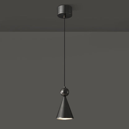 Modern Luxury Full Copper Geometrical Conical LED Pendant Light for Living Room