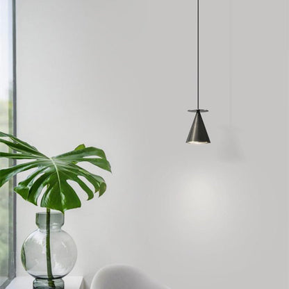 Modern Luxury Full Copper Geometrical Conical LED Pendant Light for Living Room