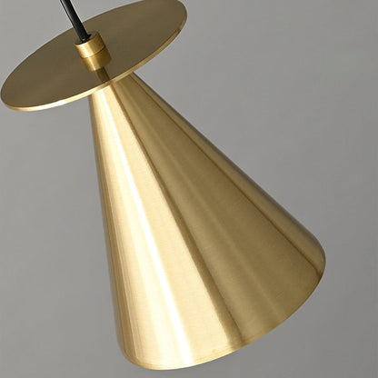 Modern Luxury Full Copper Geometrical Conical LED Pendant Light for Living Room