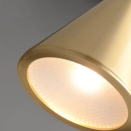 Modern Luxury Full Copper Geometrical Conical LED Pendant Light for Living Room
