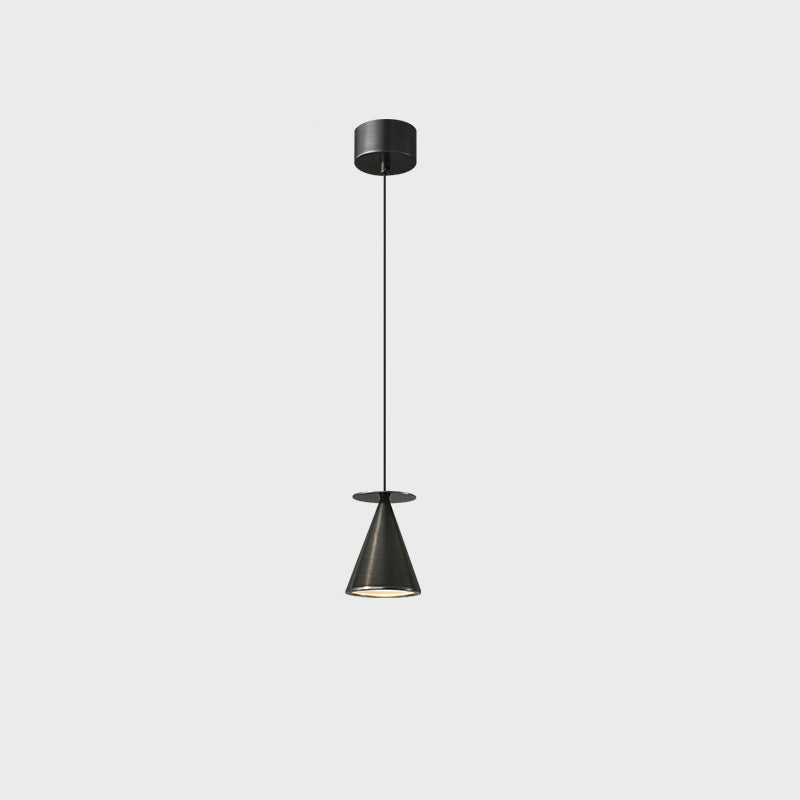 Modern Luxury Full Copper Geometrical Conical LED Pendant Light for Living Room