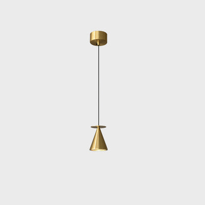 Modern Luxury Full Copper Geometrical Conical LED Pendant Light for Living Room