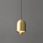 Modern Minimalist Full Copper Geometrical Bell Shade LED Pendant Light For Living Room