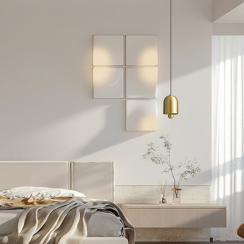 Modern Minimalist Full Copper Geometrical Bell Shade LED Pendant Light For Living Room