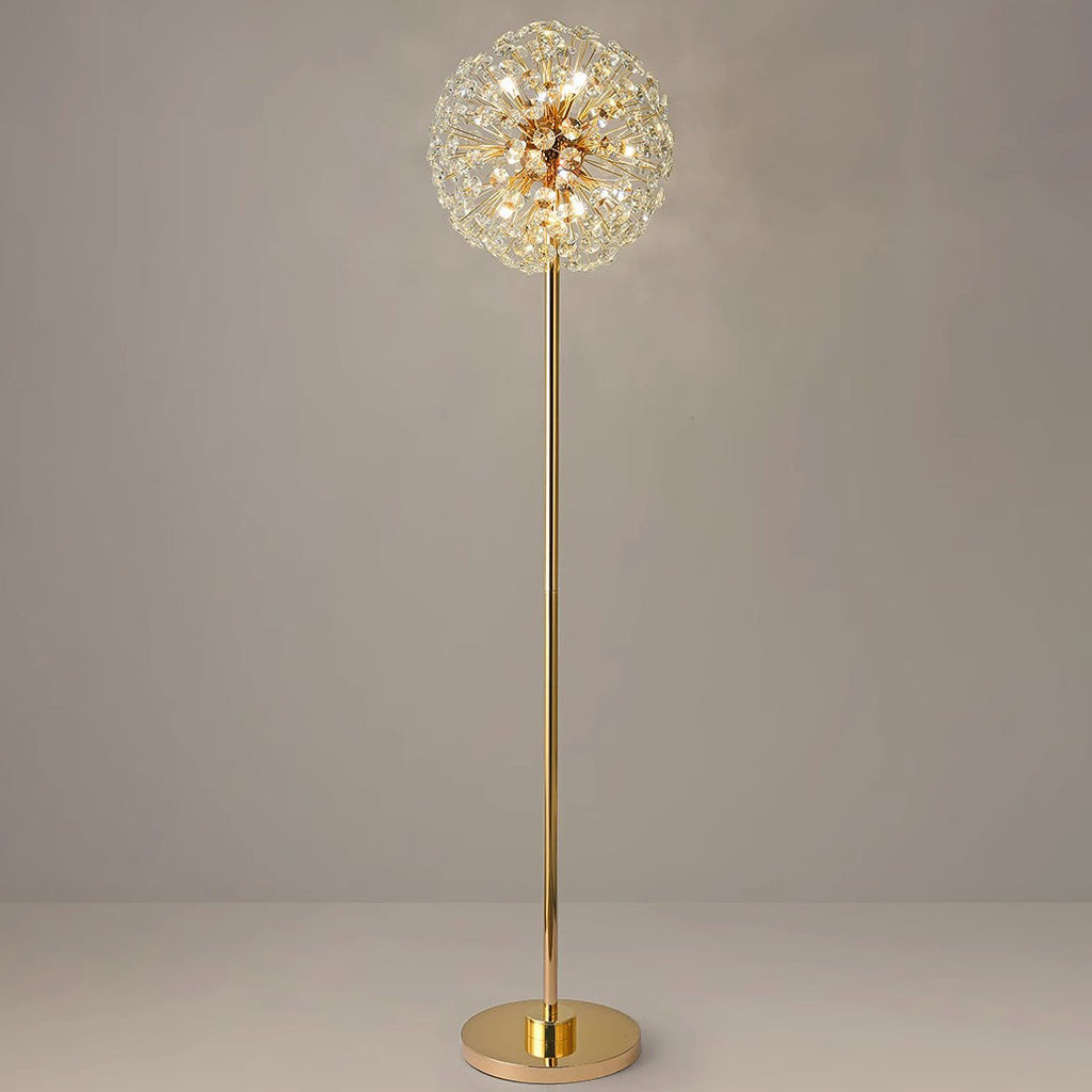 Modern Luxury Globe Crystal Dandelion Shade Iron Aluminum 9-Light Standing Floor Lamp For Study Lumendat