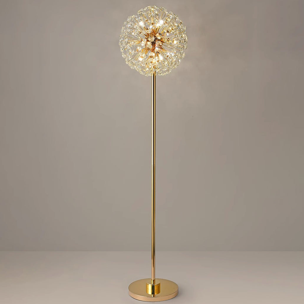 Modern Luxury Globe Crystal Dandelion Shade Iron Aluminum 9-Light Standing Floor Lamp For Study Lumendat
