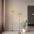 Modern Luxury Globe Crystal Dandelion Shade Iron Aluminum 9-Light Standing Floor Lamp For Study Lumendat