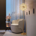 Modern Luxury Globe Crystal Dandelion Shade Iron Aluminum 9-Light Standing Floor Lamp For Study Lumendat