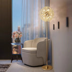 Modern Luxury Globe Crystal Dandelion Shade Iron Aluminum 9-Light Standing Floor Lamp For Study Lumendat