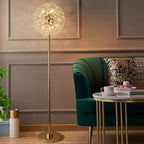 Modern Luxury Globe Crystal Dandelion Shade Iron Aluminum 9-Light Standing Floor Lamp For Study Lumendat
