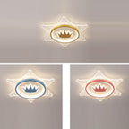 Contemporary Creative Iron Acrylic Crown Hexagram LED Flush Mount Ceiling Light For Living Room