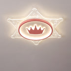 Contemporary Creative Iron Acrylic Crown Hexagram LED Flush Mount Ceiling Light For Living Room