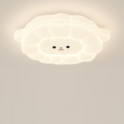 Contemporary Creative Animal Sheep PE Iron LED Flush Mount Ceiling Light For Living Room