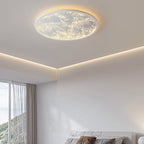 Contemporary Nordic Aluminum Acrylic Mist Cloud Shade LED Flush Mount Ceiling Light For Living Room