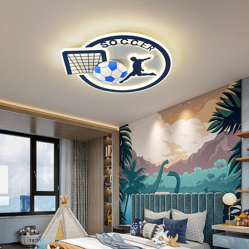 Contemporary Nordic Football Iron Acrylic Round LED Flush Mount Ceiling Light For Living Room
