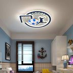 Contemporary Nordic Football Iron Acrylic Round LED Flush Mount Ceiling Light For Living Room