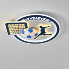 Contemporary Nordic Football Iron Acrylic Round LED Flush Mount Ceiling Light For Living Room