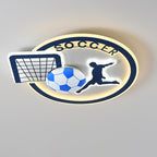 Contemporary Nordic Football Iron Acrylic Round LED Flush Mount Ceiling Light For Living Room