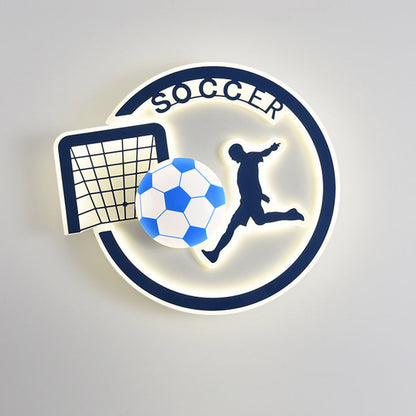 Contemporary Nordic Football Iron Acrylic Round LED Flush Mount Ceiling Light For Living Room