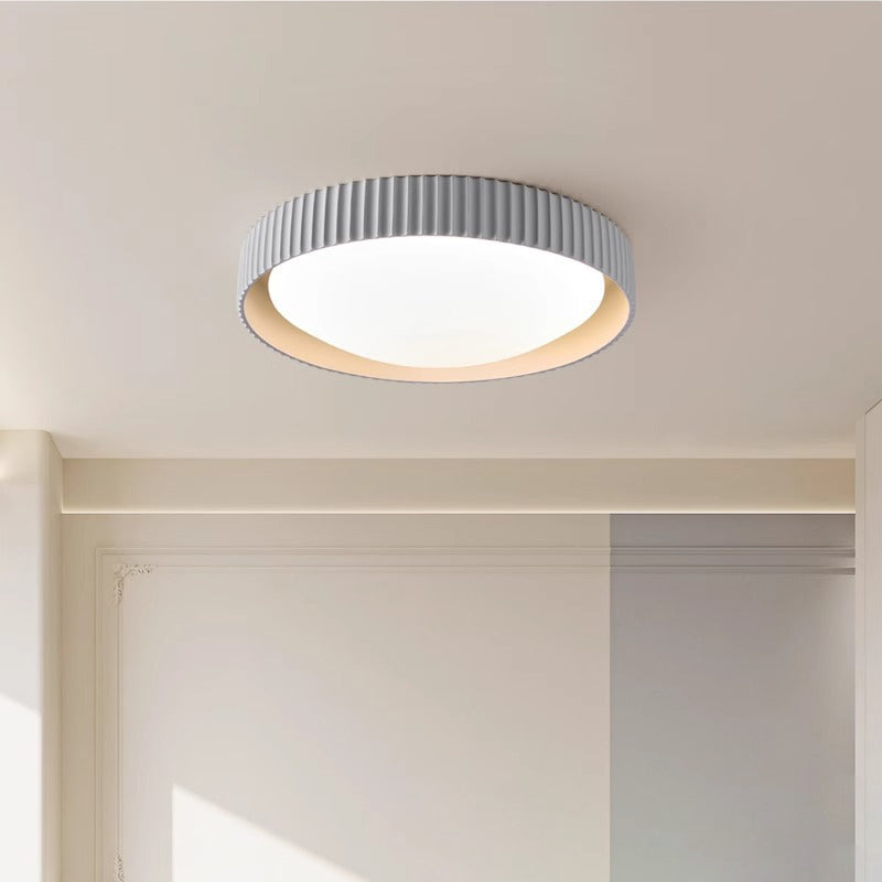 Contemporary Scandinavian Macaron Resin Acrylic Geometric Circle LED Flush Mount Ceiling Light for Bedroom