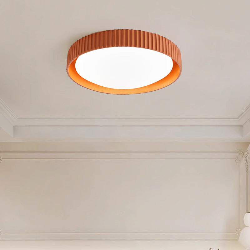 Contemporary Scandinavian Macaron Resin Acrylic Geometric Circle LED Flush Mount Ceiling Light for Bedroom