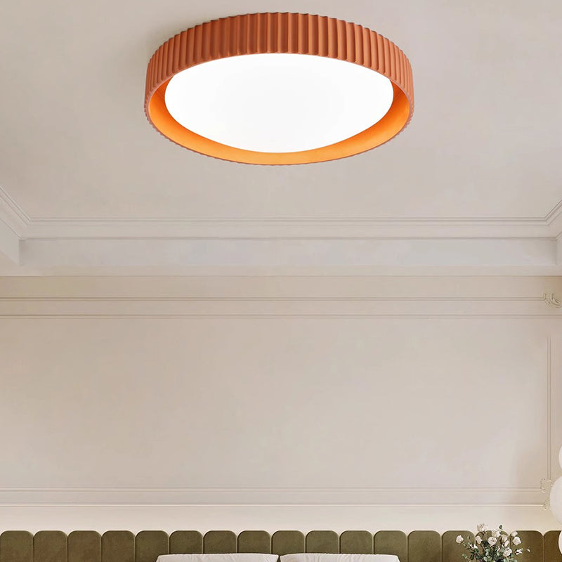 Contemporary Scandinavian Macaron Resin Acrylic Geometric Circle LED Flush Mount Ceiling Light for Bedroom