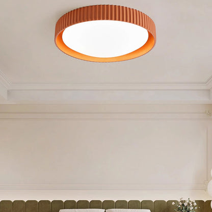 Contemporary Scandinavian Macaron Resin Acrylic Geometric Circle LED Flush Mount Ceiling Light for Bedroom