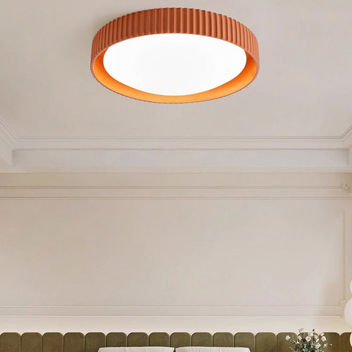 Contemporary Scandinavian Macaron Resin Acrylic Geometric Circle LED Flush Mount Ceiling Light for Bedroom