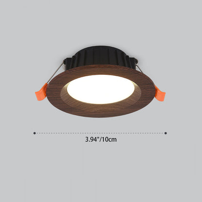 Modern Minimalist Aluminum Imitation Walnut Wood Grain Acrylic Round LED Recessed Spotlight Flush Mount Ceiling Light for Bedroom