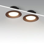 Modern Minimalist Aluminum Imitation Walnut Wood Grain Acrylic Round LED Recessed Spotlight Flush Mount Ceiling Light for Bedroom