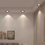 Modern Minimalist Aluminum Imitation Walnut Wood Grain Acrylic Round LED Recessed Spotlight Flush Mount Ceiling Light for Bedroom