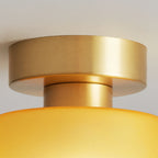 Contemporary Nordic Full Copper Glass Cylinder 1-Light Semi-Flush Mount Ceiling Light For Living Room Lumendat