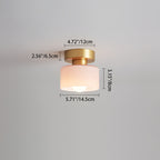 Contemporary Nordic Full Copper Glass Cylinder 1-Light Semi-Flush Mount Ceiling Light For Living Room Lumendat