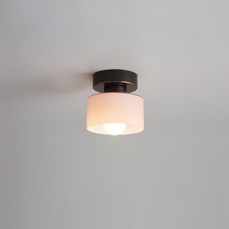 Contemporary Nordic Full Copper Glass Cylinder 1-Light Semi-Flush Mount Ceiling Light For Living Room Lumendat