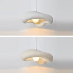 Traditional Japanese Wabi-sabi Corrugated Polystyrene Shade 1-Light Pendant Light For Dining Room