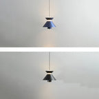 Contemporary Nordic Iron Aluminum Geometric Semi-Conical LED Liftable Pendant Light For Bedroom