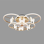 Modern Luxury Butterfly Acrylic Shade Hardware LED Semi-Flush Mount Ceiling Light For Bedroom