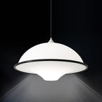 Contemporary Nordic Iron Glass Flying Saucer Shade LED Pendant Light For Bedroom