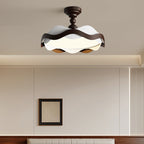 Contemporary Nordic Iron Imitation Wood Grain Corrugated LED Semi-Flush Mount Ceiling Light For Bedroom