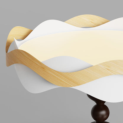Contemporary Nordic Iron Imitation Wood Grain Corrugated LED Semi-Flush Mount Ceiling Light For Bedroom