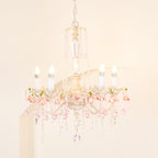 Traditional French Rose Flower Crystal Metal Candelabra 5-light Chandelier for Living Room BulbSquare