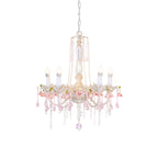 Traditional French Rose Flower Crystal Metal Candelabra 5-light Chandelier for Living Room BulbSquare