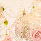 Traditional French Rose Flower Crystal Metal Candelabra 5-light Chandelier for Living Room BulbSquare
