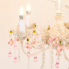 Traditional French Rose Flower Crystal Metal Candelabra 5-light Chandelier for Living Room BulbSquare