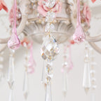 Traditional French Rose Flower Crystal Metal Candelabra 5-light Chandelier for Living Room BulbSquare