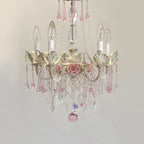 Traditional French Rose Flower Crystal Metal Candelabra 5-light Chandelier for Living Room BulbSquare