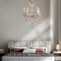 Traditional French Rose Flower Crystal Metal Candelabra 5-light Chandelier for Living Room BulbSquare