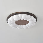 Contemporary Nordic Solid Wood Acrylic Cloud Shade LED Flush Mount Ceiling Light For Bedroom