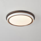 Modern Minimalist Geometric Round Acrylic Wood Grain LED Flush Mount Ceiling Light For Bedroom