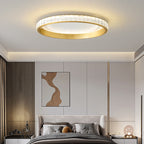 Modern Luxury Aluminum Crystal Starry Sky Acrylic Round LED Flush Mount Ceiling Light For Bedroom